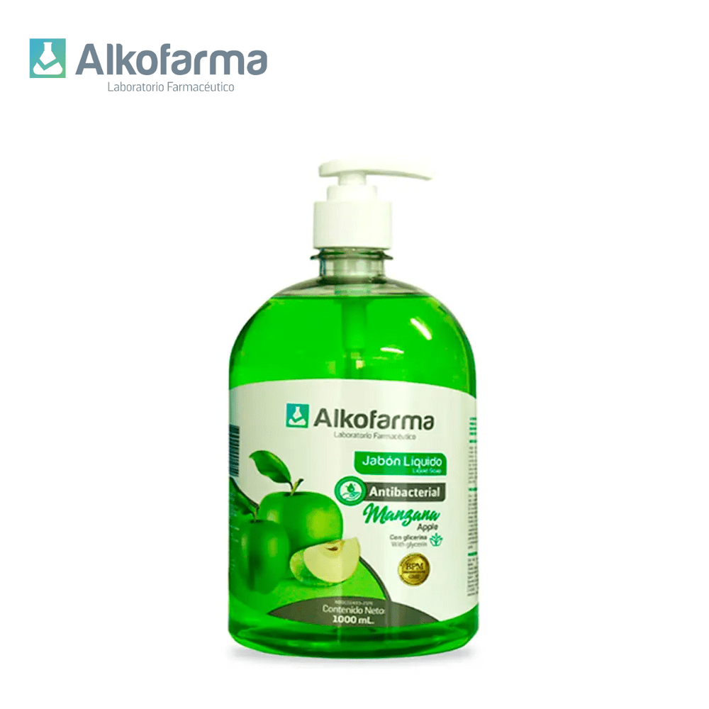 Jabón Líquido Antibacterial Alkofarma Litro Manzana