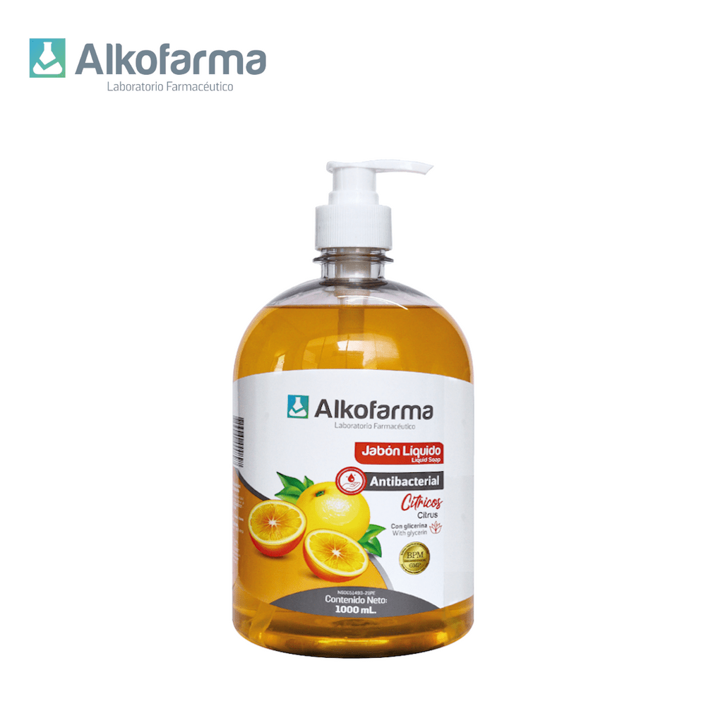 Jabón Líquido Antibacterial Alkofarma Litro Cítricos