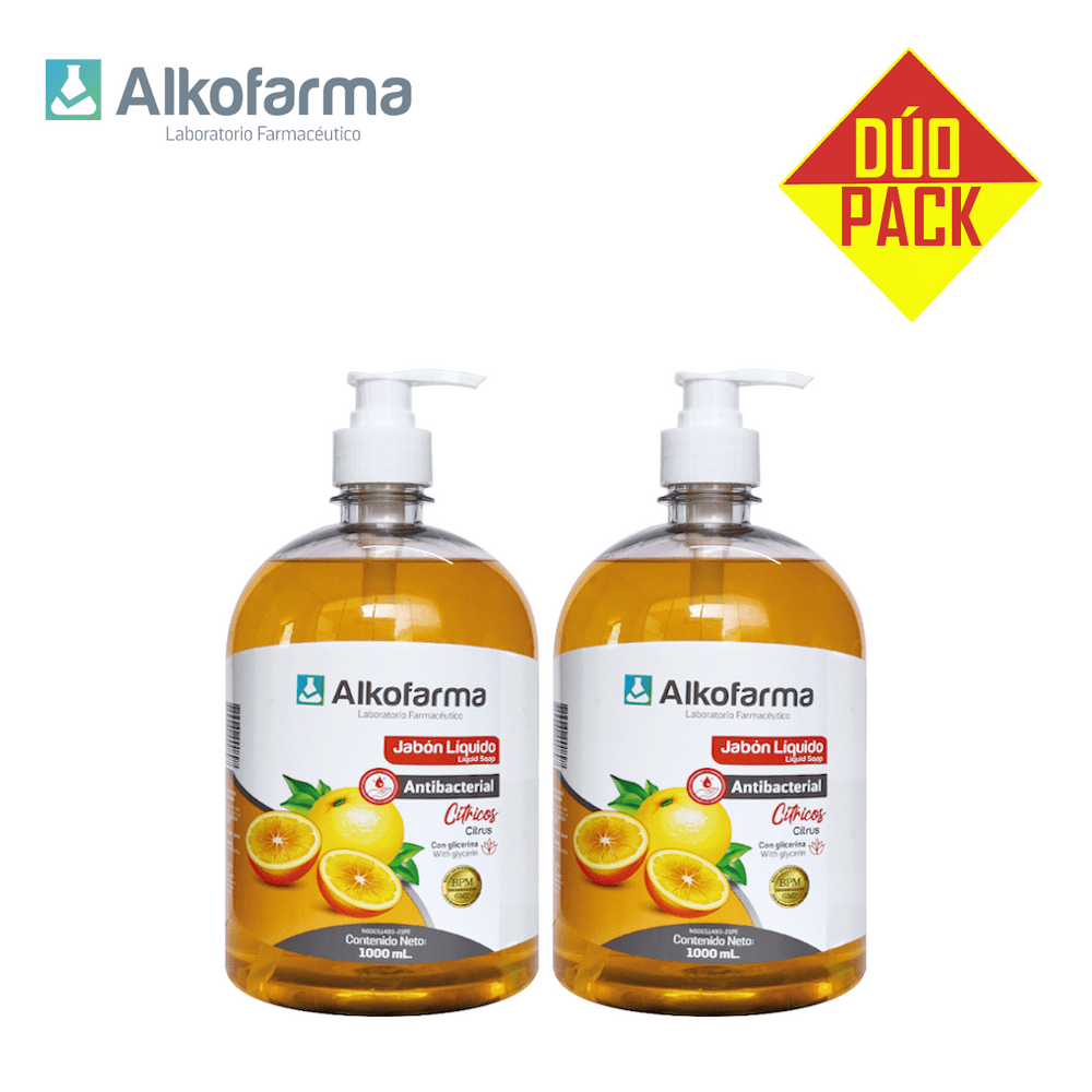 Jabón Líquido Antibacterial Alkofarma Litro Cítricos Dúo Pack