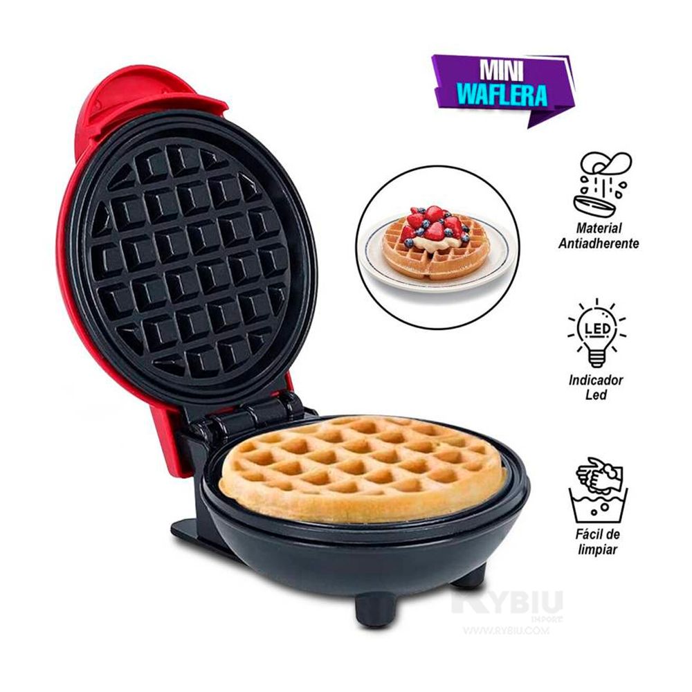 Mini Maquina para hacer Waffles Rojo