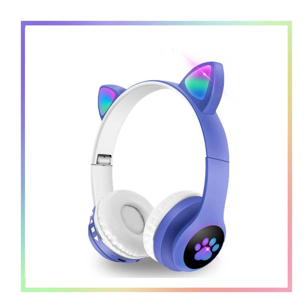 Audifonos Inalambricos Bluetooth Radio FM Oreja de Gato Azul