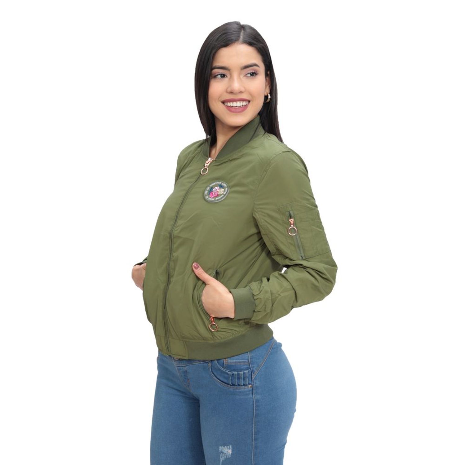 Bomber Reversible de Mujer by Indra Color Olivo Talla S Oechsle - Oechsle