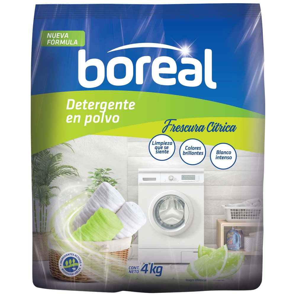 Detergente en Polvo BOREAL Frescura Cítrica Bolsa 4Kg