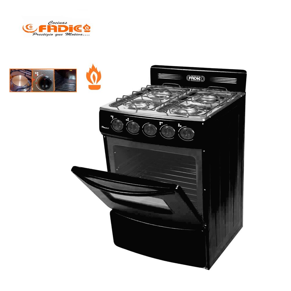 Cocina Fadic con respaldar y Horno 20"" Sami 4H -Negro