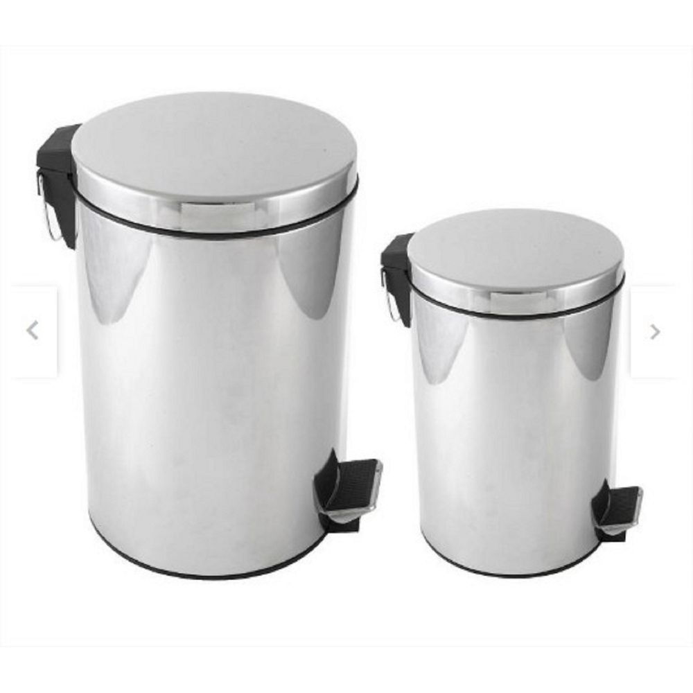 Set Papelero 2 Tachos de Acero Inoxidable 12L Y 3L