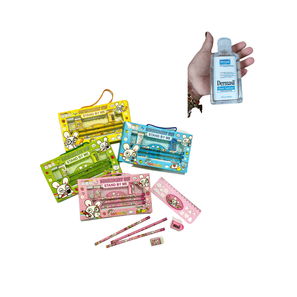 Set Escolar Kawaii Verde Gel Desinfectante