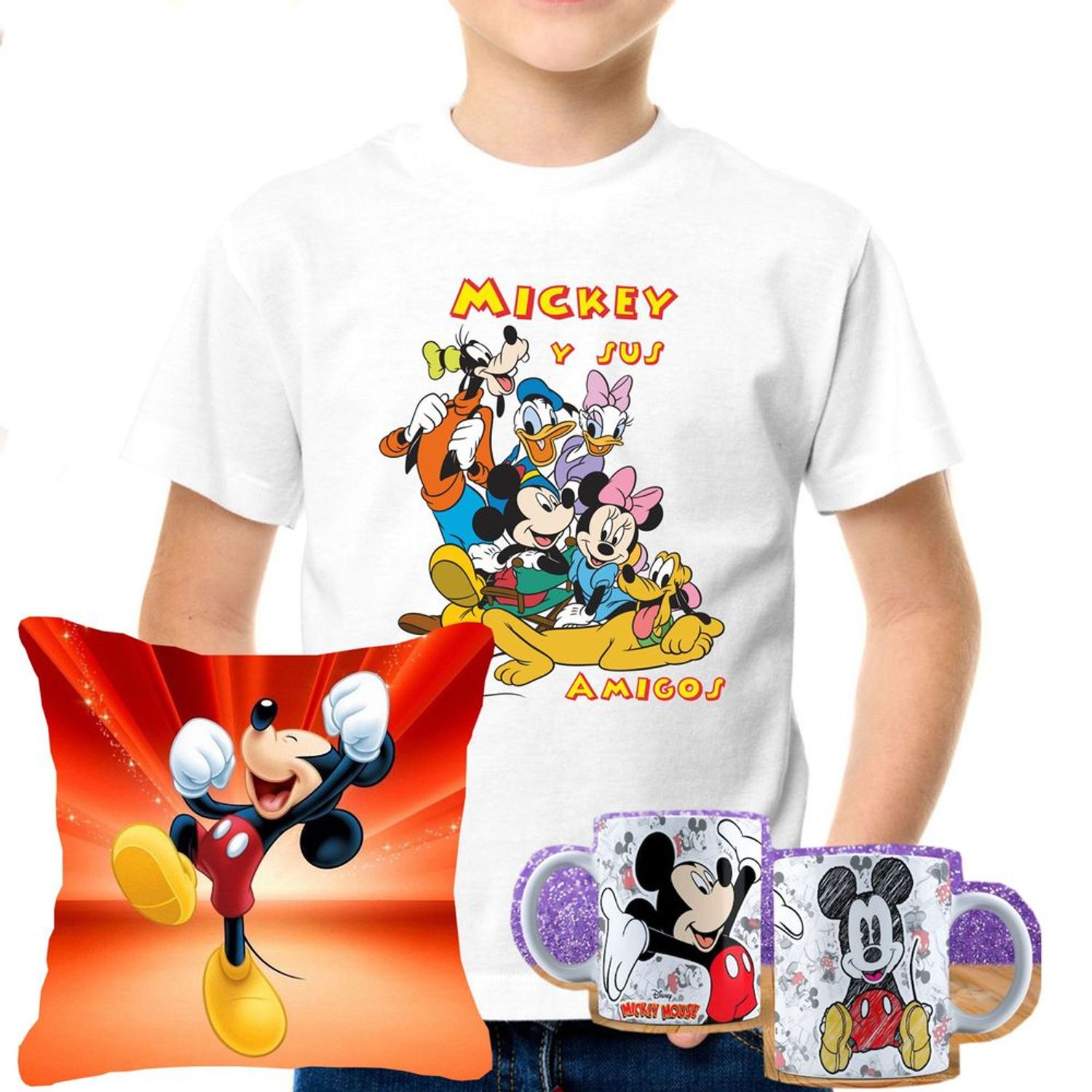Disney - Camiseta de Mickey Mouse y sus amigos con cuello en V para mujer