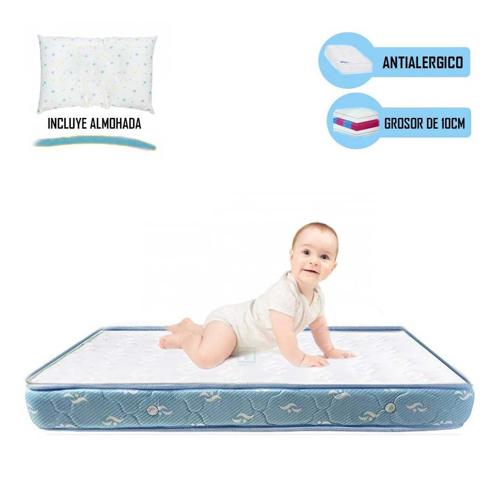 Colchón de Bebe Lifestyle para Cunas Pack and Play de 4" celeste