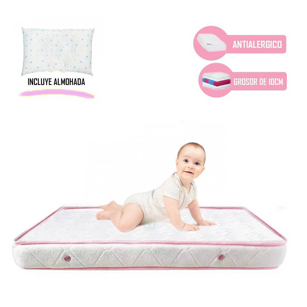 Colchón de Bebe Lifestyle para Cunas Pack and Play de 4" Rosado