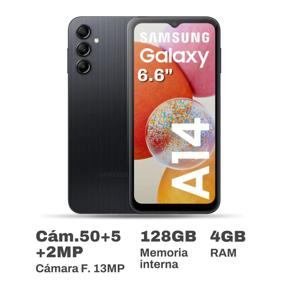 Celular Samsung Galaxy A14 6.6" 4GB RAM 128GB Negro