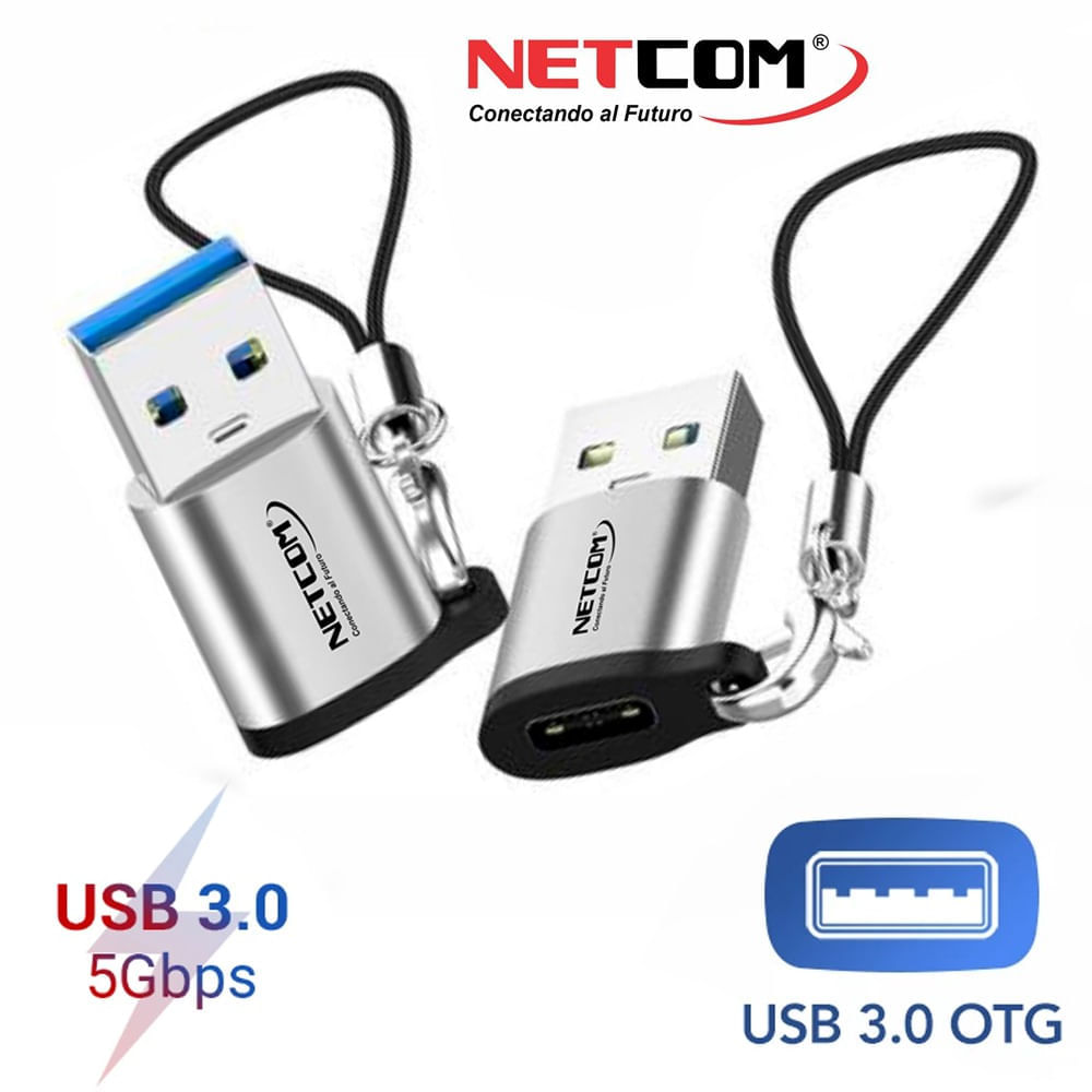 Adaptador OTG USB 3.0 Macho a Tipo C Hembra NETCOM