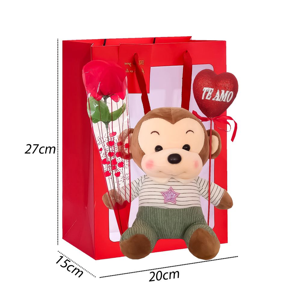 Box Regalo San Valentín Monito de Peluche con Rosa Oechsle Oechsle