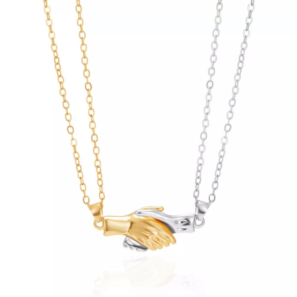 Collar Imantado Manitos Unidas Plateado con Dorado