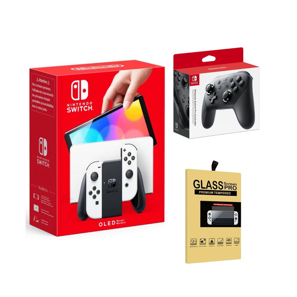 Nintendo Switch Oled Blanco + Mando Pro Controller + Mica