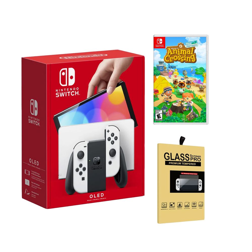 Nintendo Switch Oled Blanco + Animal Crossing + Mica
