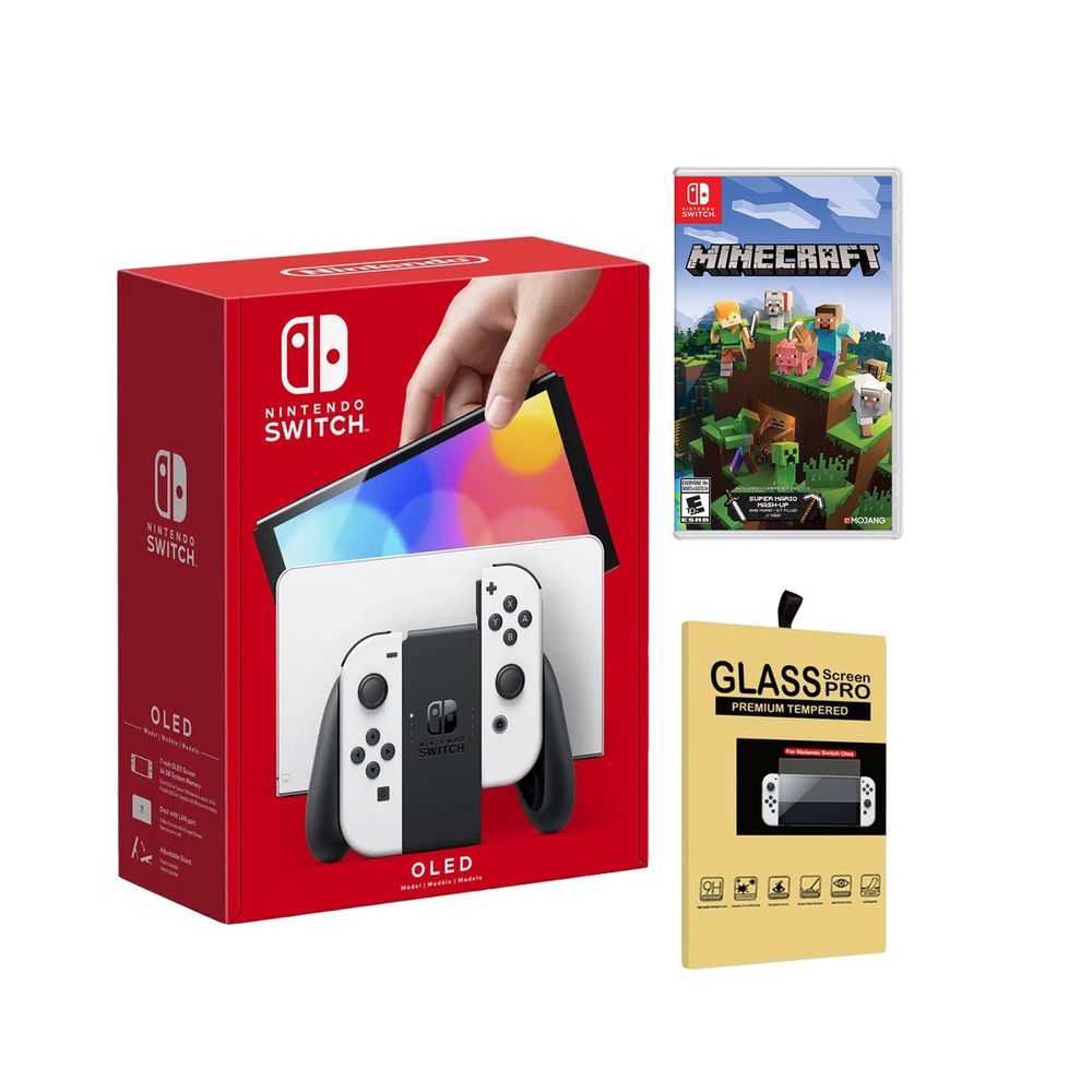 Nintendo Switch Oled Blanca + Minecraft + Mica