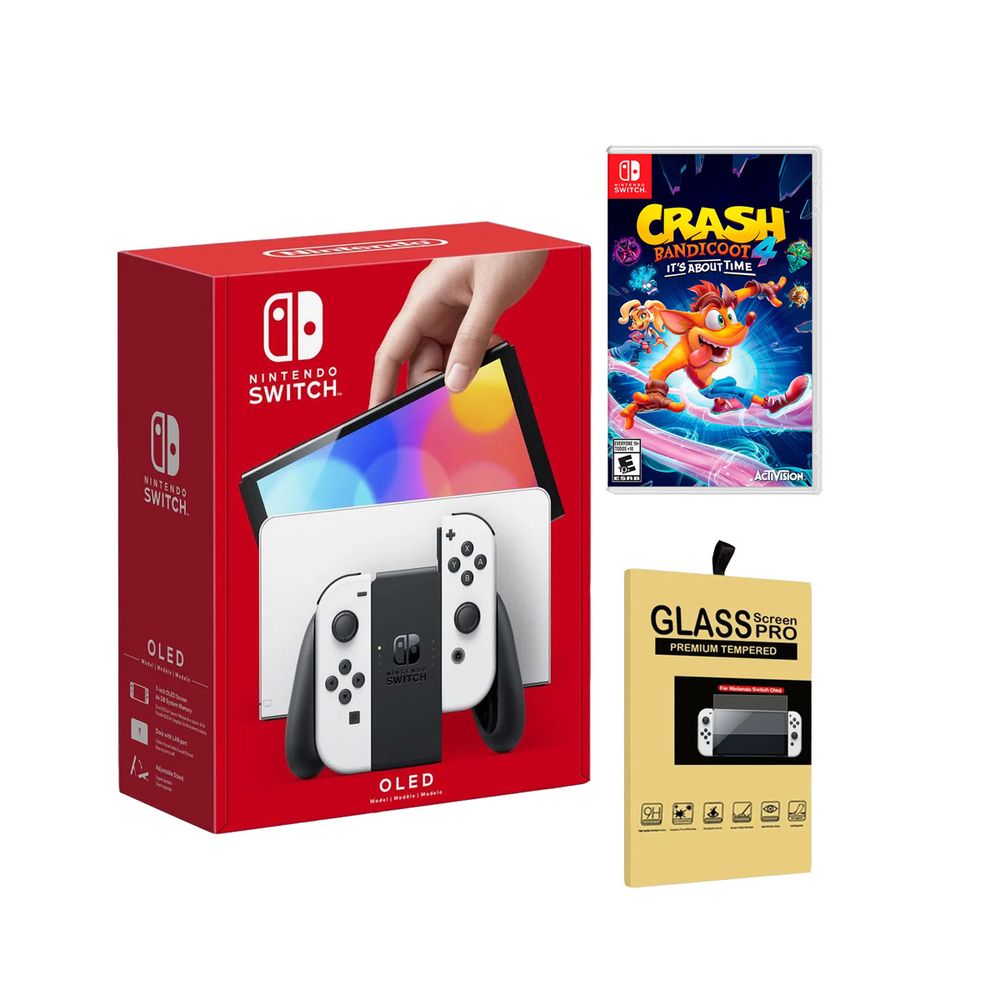 Nintendo Switch Oled Blanco + Crash Bandicoot 4 + Mica