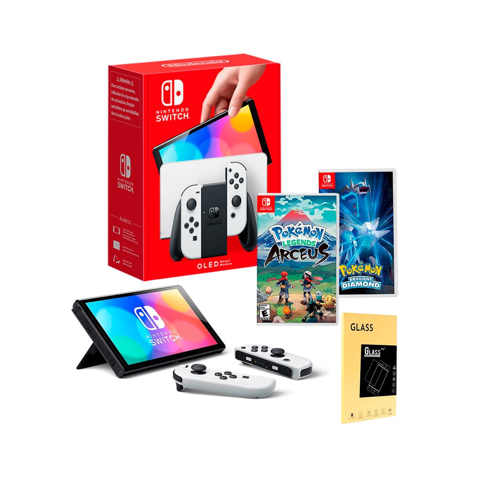 Nintendo Switch Oled Blanco + Pokemon Arceus + Pokemon Diamond +Mica
