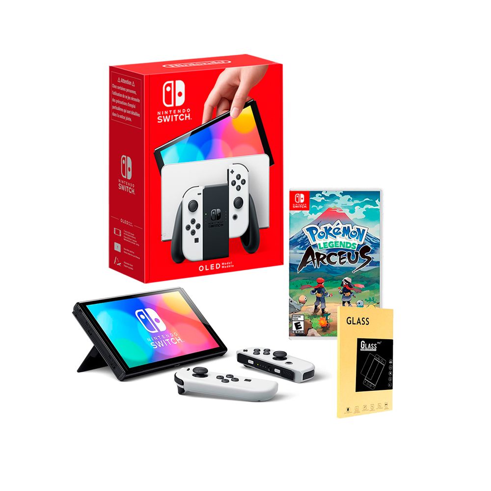 Nintendo Switch Oled Blanco + Pokemon Arceus + Mica de vidrio