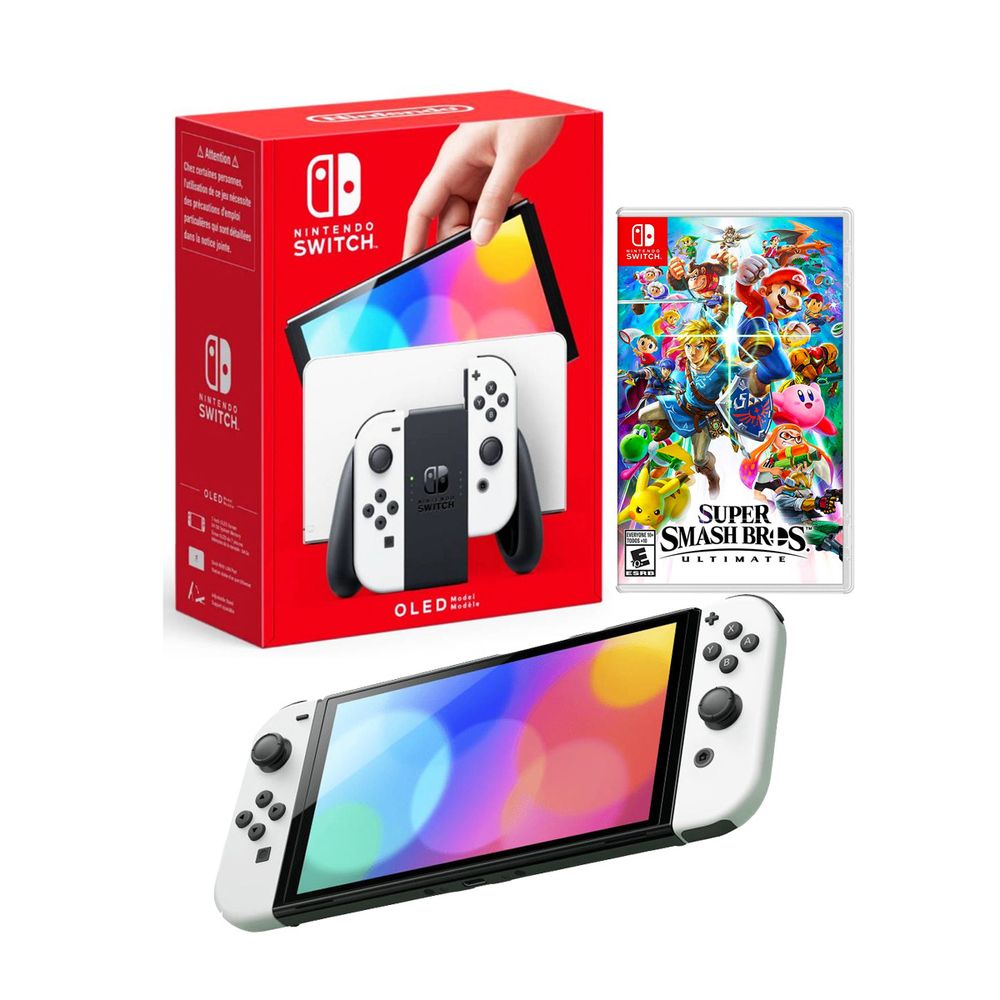 Nintendo Switch Oled Blanco + Super Smash Bros