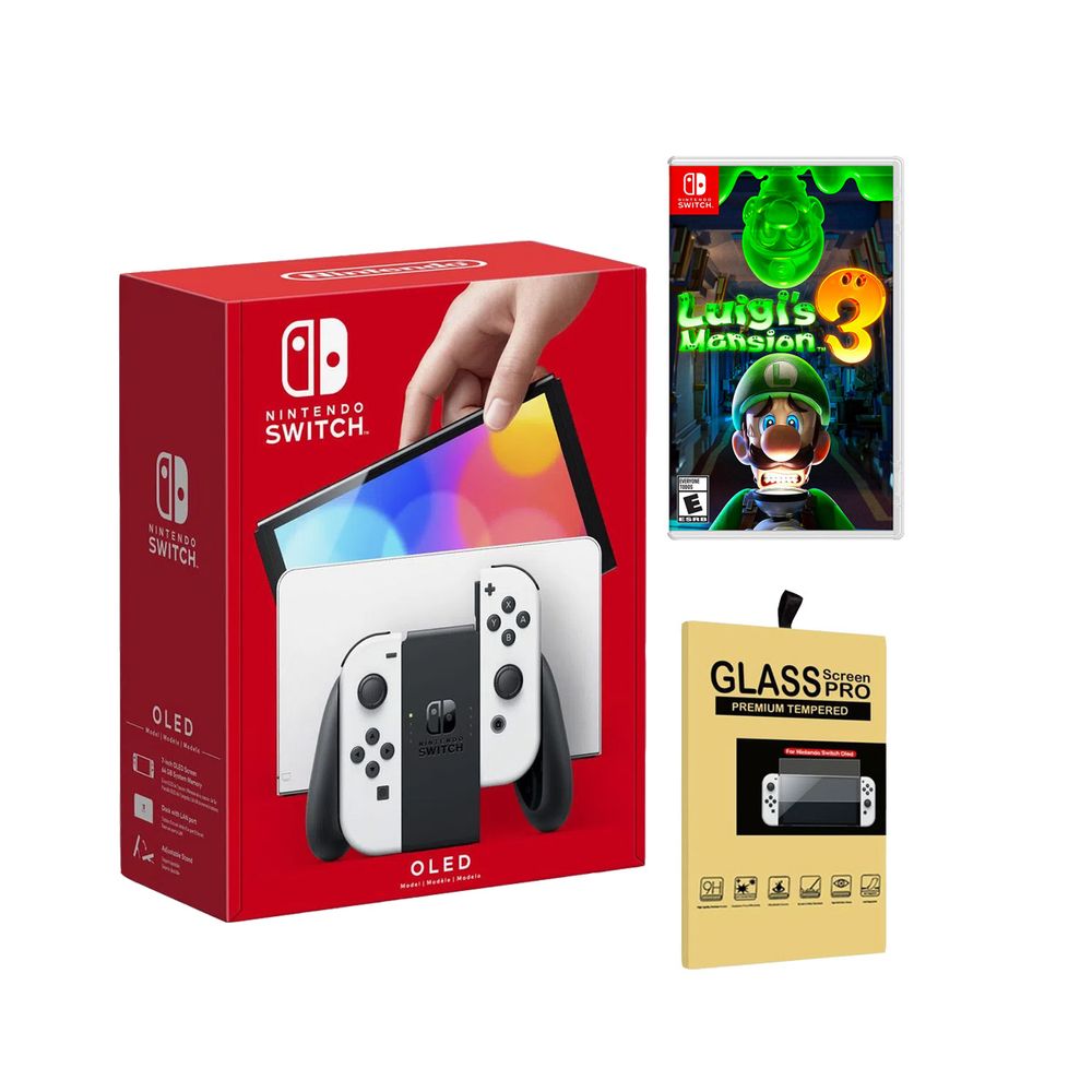 Nintendo Switch Oled Blanco + Luigis Mansion 3 + Mica