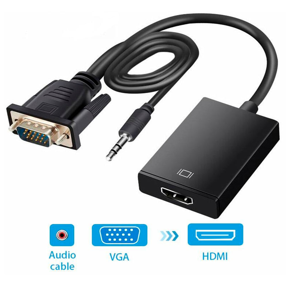 paso leninismo Claraboya Cable Adaptador VGA a HDMI audio Jack 35mm Convertidor | Oechsle - Oechsle