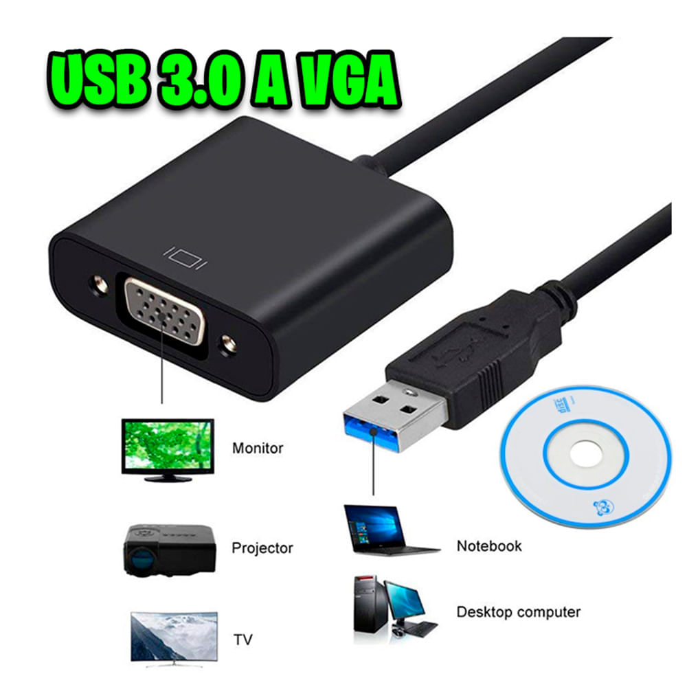 Adaptador Usb 3.0 A Vga Compatible 2.0 Convertidor Conversor