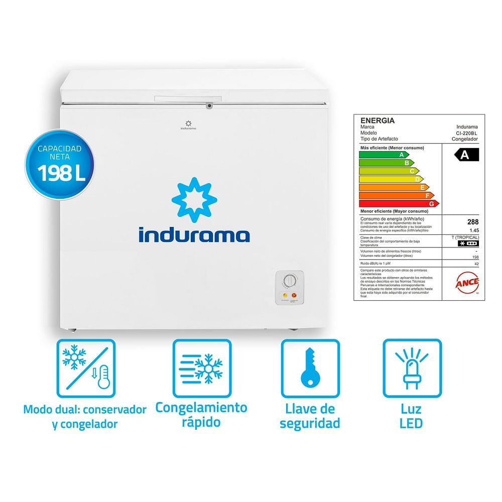 Congeladora Indurama CI220BL Defrost