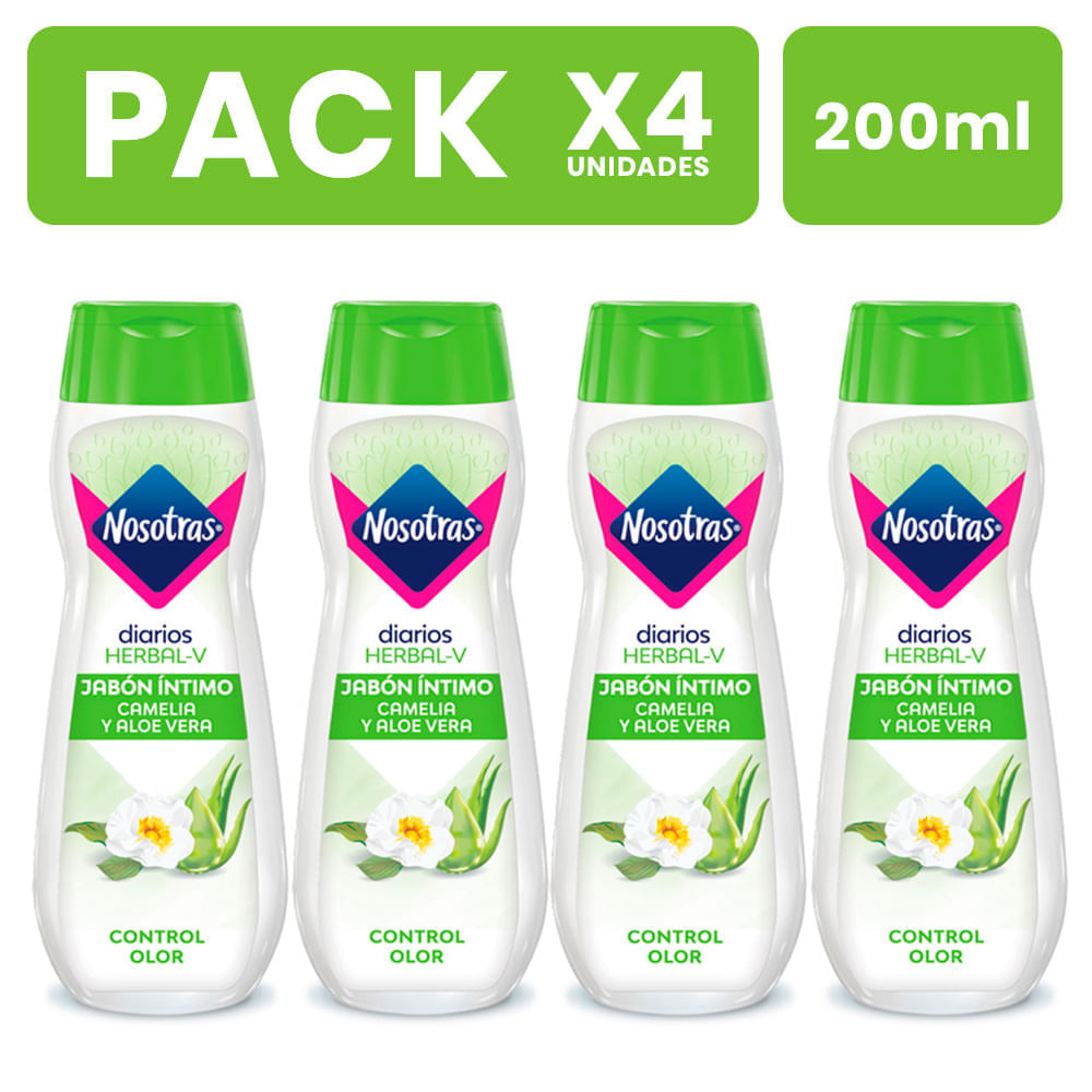 Pack x4 Jabón Íntimo Nosotras Herbal Frasco 200ml