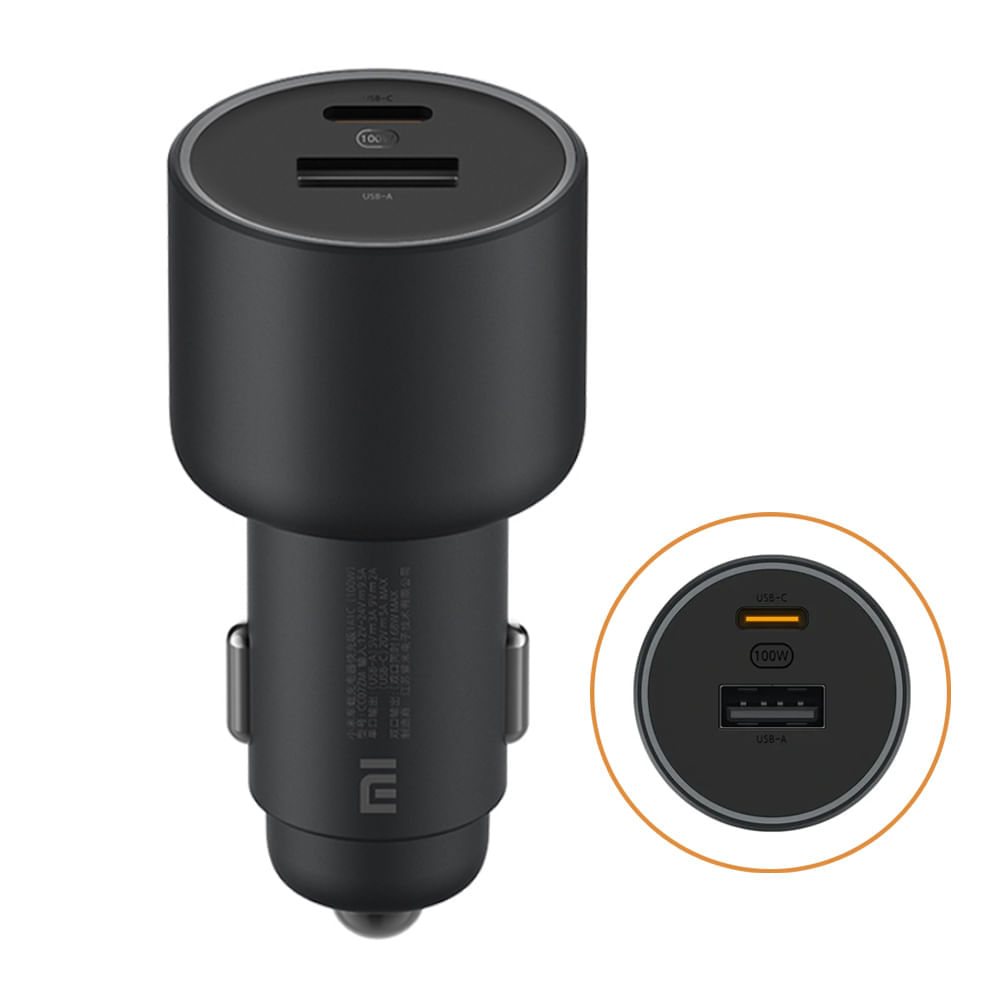 Cargador de auto Xiaomi carga rápida versión 1A1C 100W