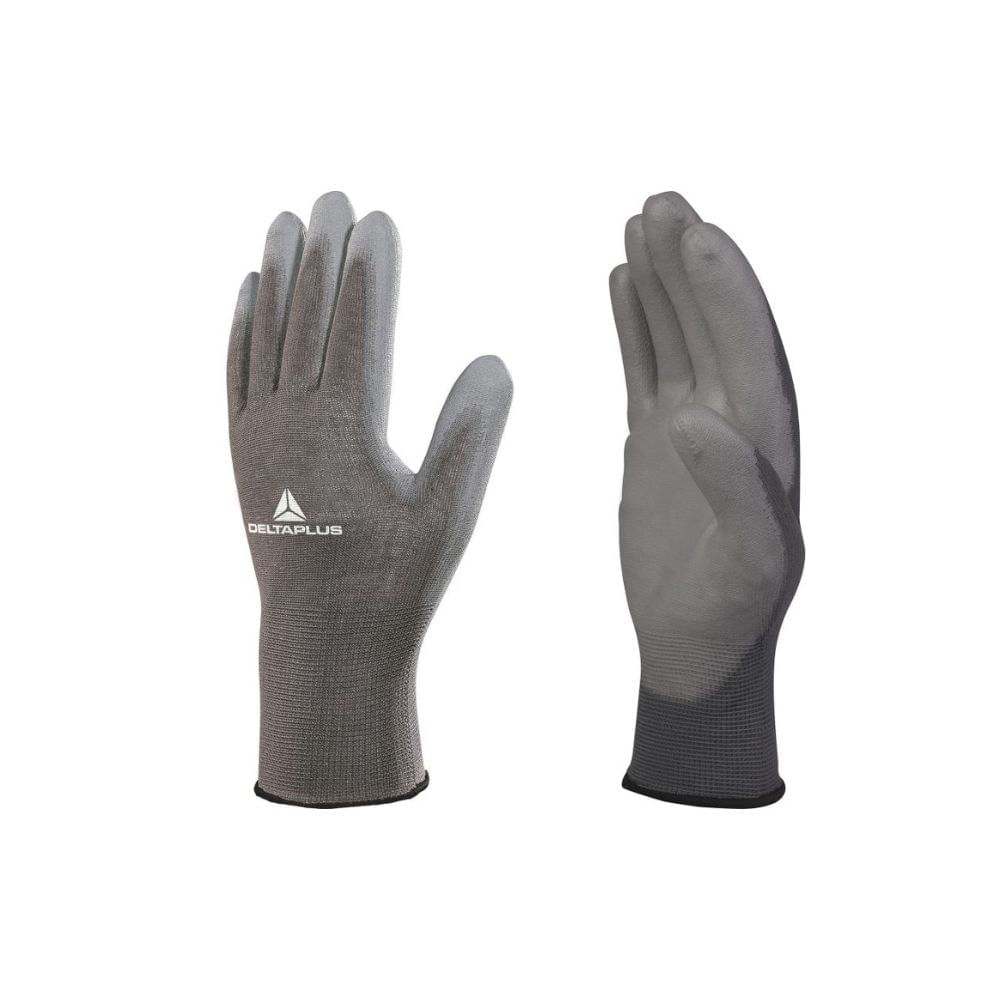 Guantes Poliéster Palma Pu Ve702 Talla M Color Gris (Pack x3 Pares)