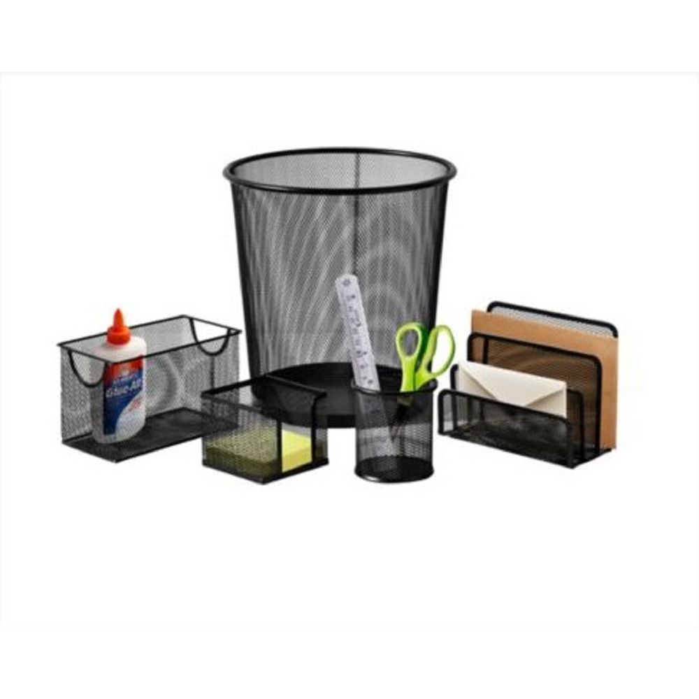 Set Organizador Ordenador De Oficina Metalico 5pzas