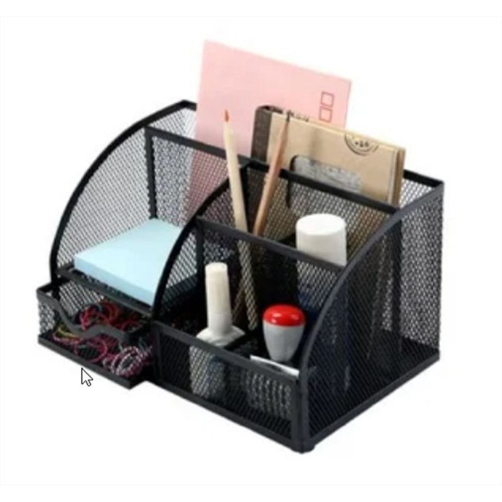 Ordenador Organizador de Escritorio Metalico Negro