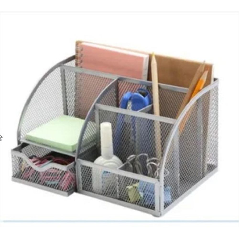 Ordenador Organizador de Escritorio Metalico Plata