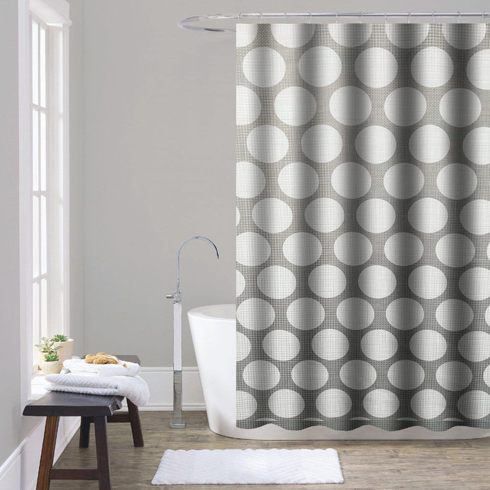 Cortina de Baño con Aros Orange 180x180cm Poly Moon