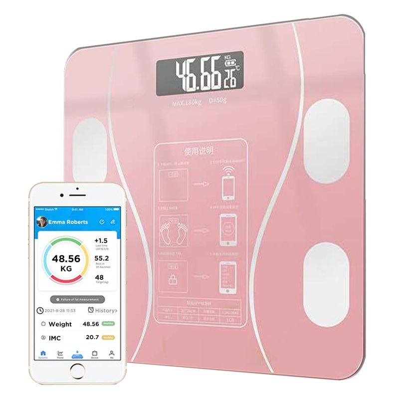 Balanza Digital Personal Scale Inteligente 12 Lecturas Guinda