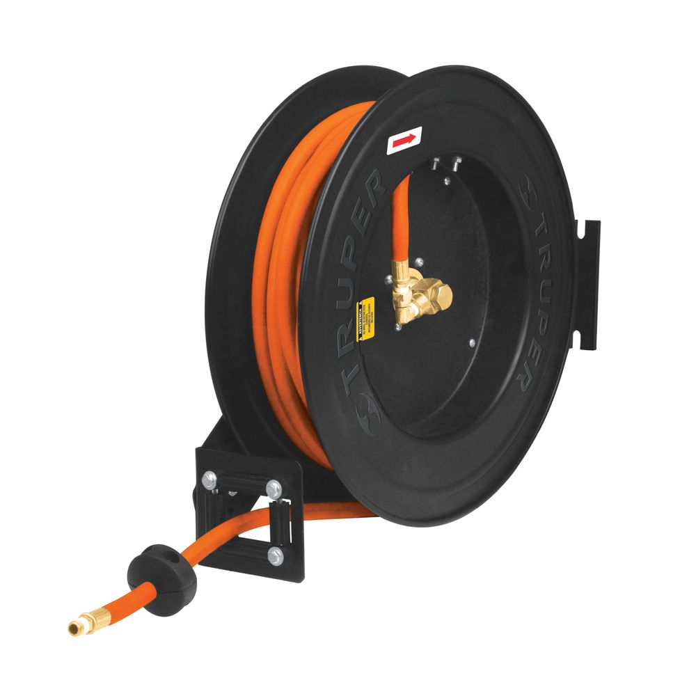 Rollo de 15 m de manguera 3/8"" de hule con carrete retráctil 10388