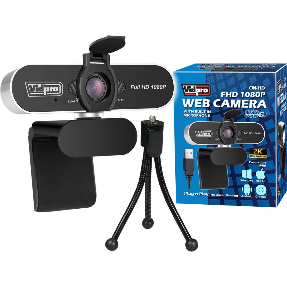 Kit de cámara web Vidpro Full HD con micrófono incorporado y mini trípode