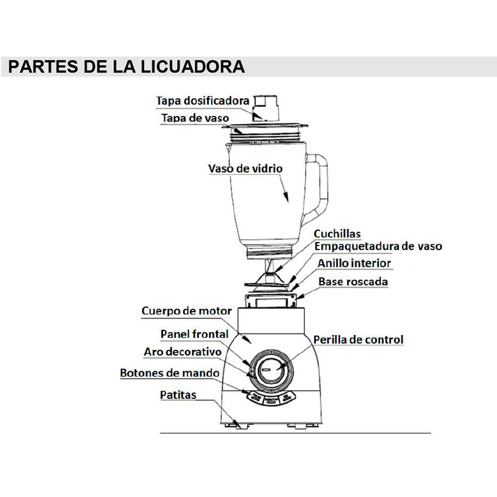 Partes de best sale una licuadora