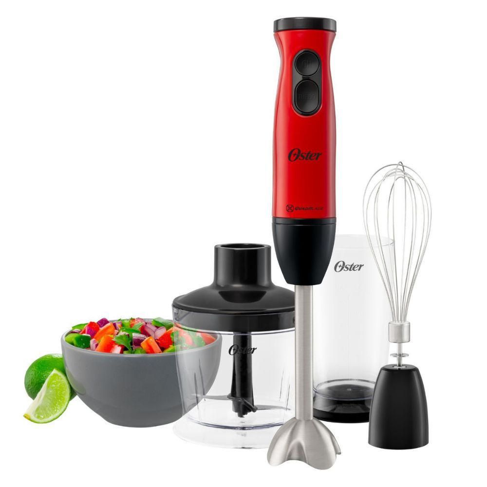 Batidora de Inmersión Oster FPSTHB460A-053 Rojo con cuchillas QuadBlade