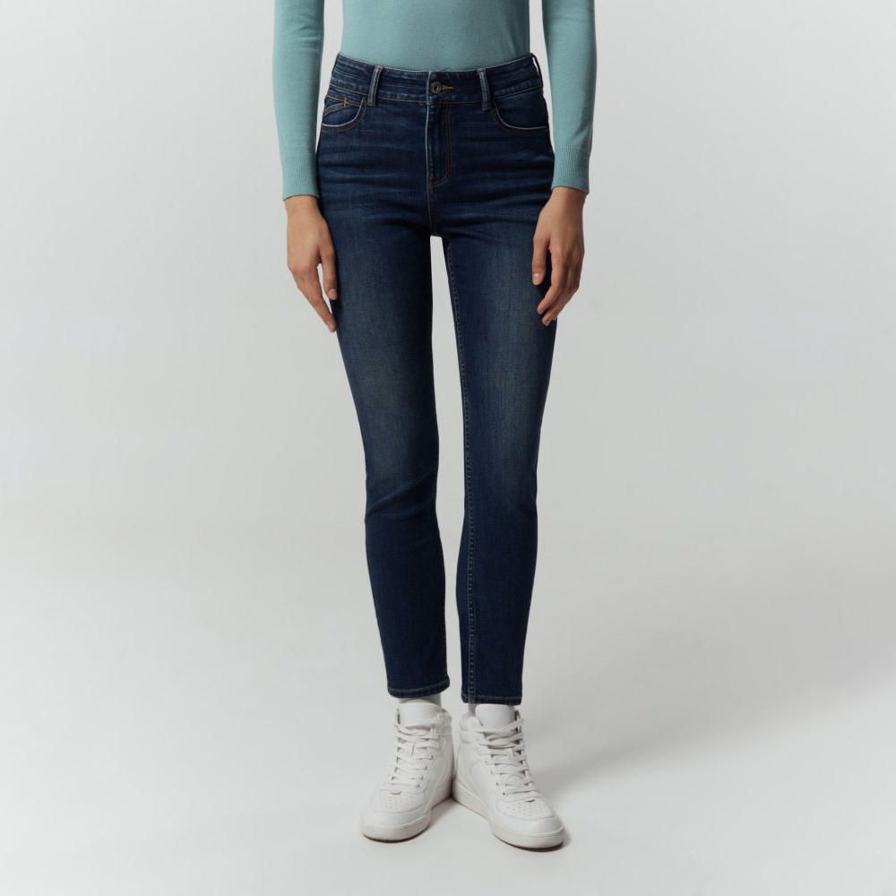 Conflicto a la deriva Dirigir Jeans Sfera Mujer Slim High Rise Ankle Dark Blue | Oechsle.pe - Oechsle