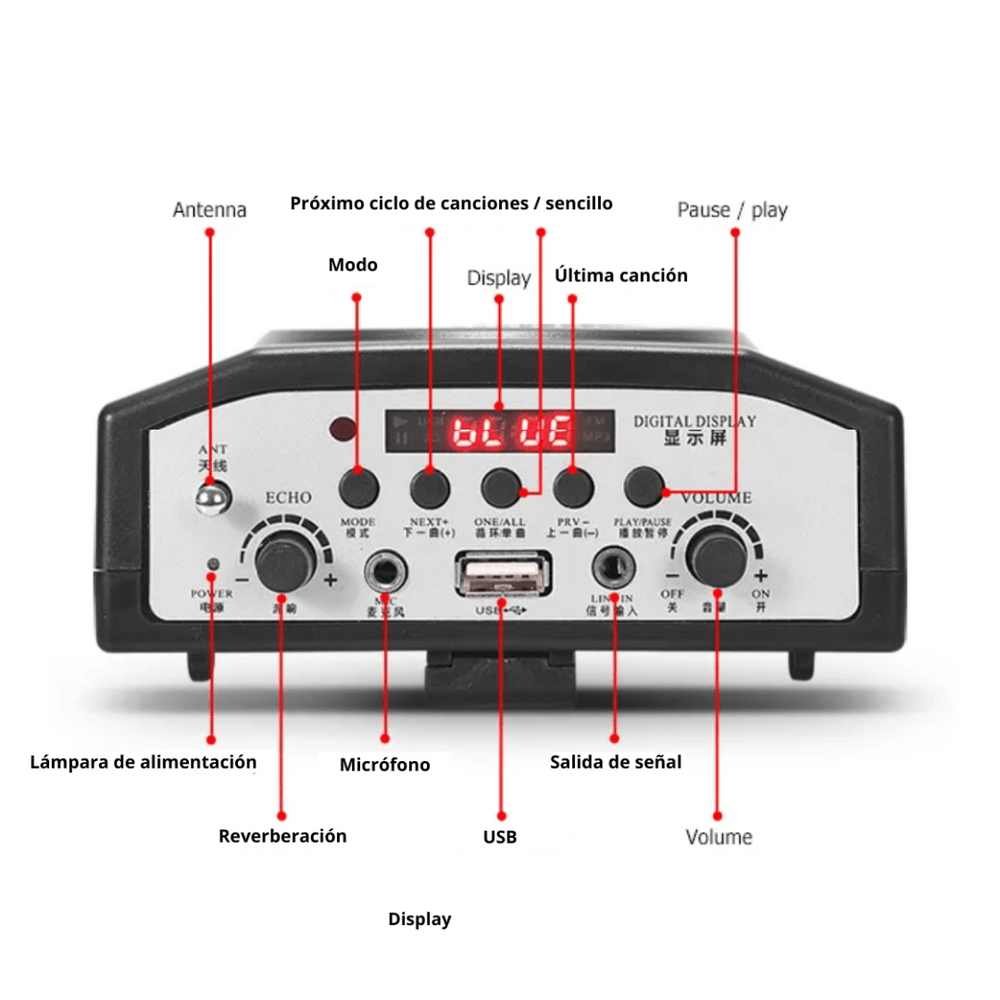 Amplificador de Voz Portatil para Enseñanza Altavoz Radio FM Bluetooth