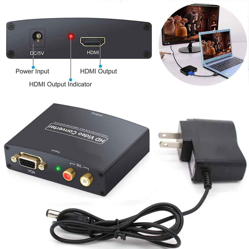 Convertidor VGA a HDMI Metálico con Audio Activo