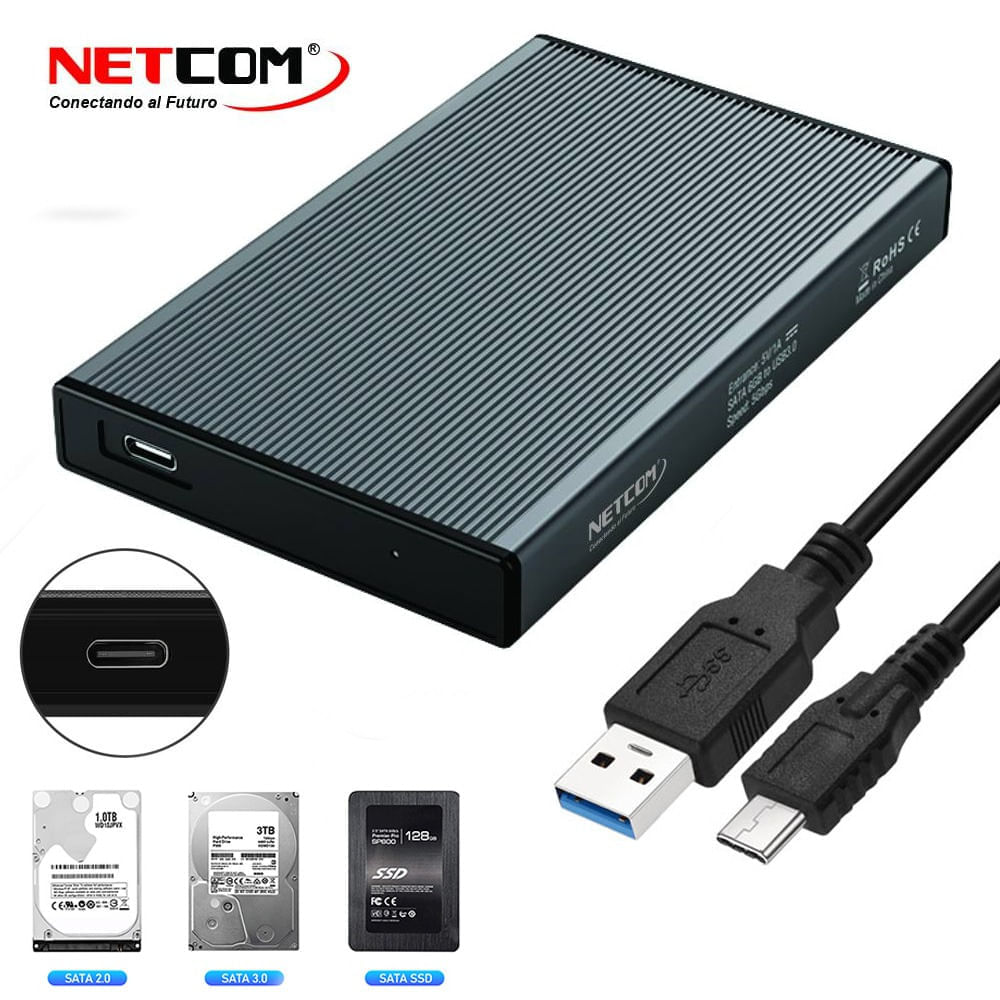 Case Disco Duro Externo Sata 2.5"" USB 3.0 NETCOM HDD SDD