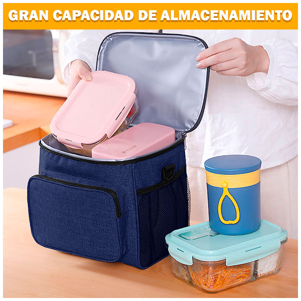 Lonchera Termica Bolsito Impermeable Para Alimentos - Azul