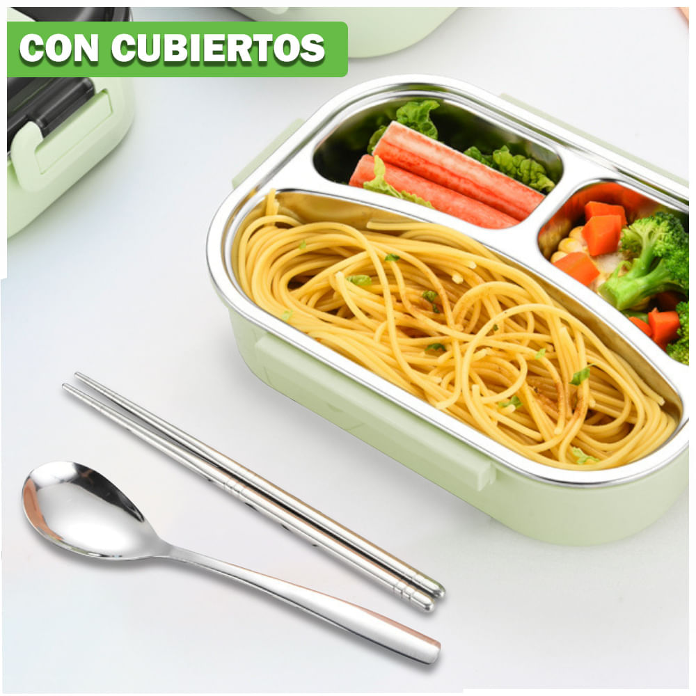 Lonchera de Alimentos 3 Divisiones + Cubiertos 1500 ML - CELESTE S/M