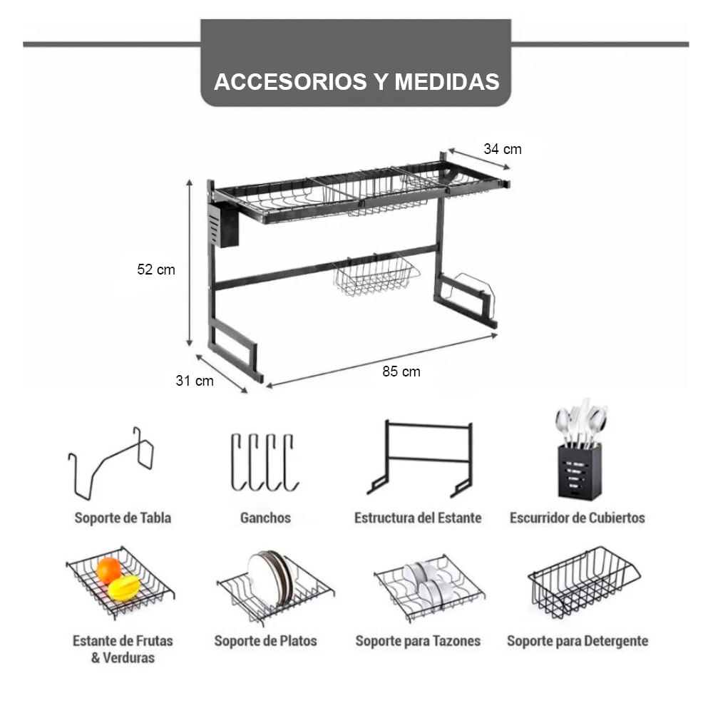 Escurridor y organizador de platos - Mimarket