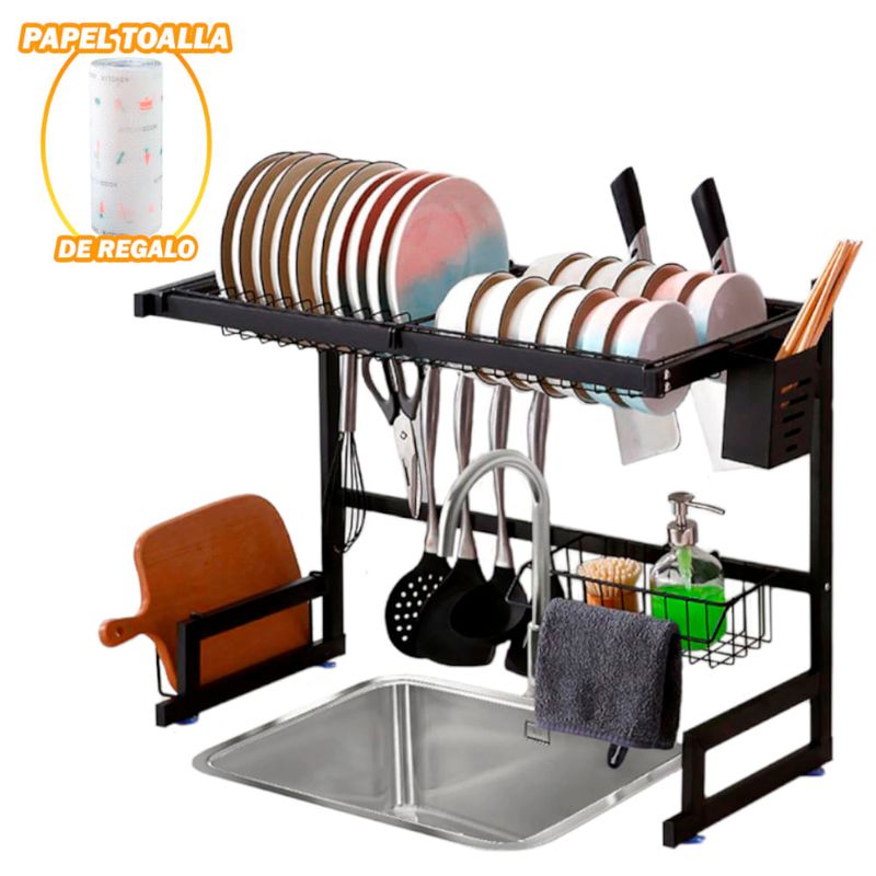 Escurridor de Platos Organizador para Cocina con Portacucharones Premium  65cm