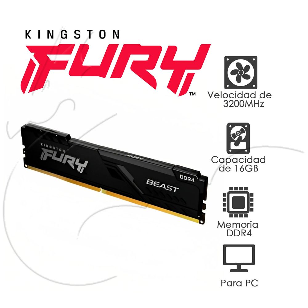 Memoria Ram Fury Beast 16gb 3200mhz Ddr4