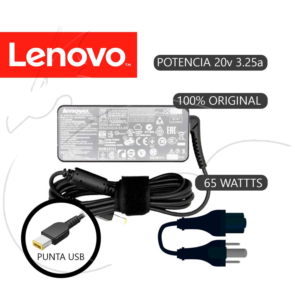 CARGADOR LENOVO PUNTA USB - 20V - 325A - 65W